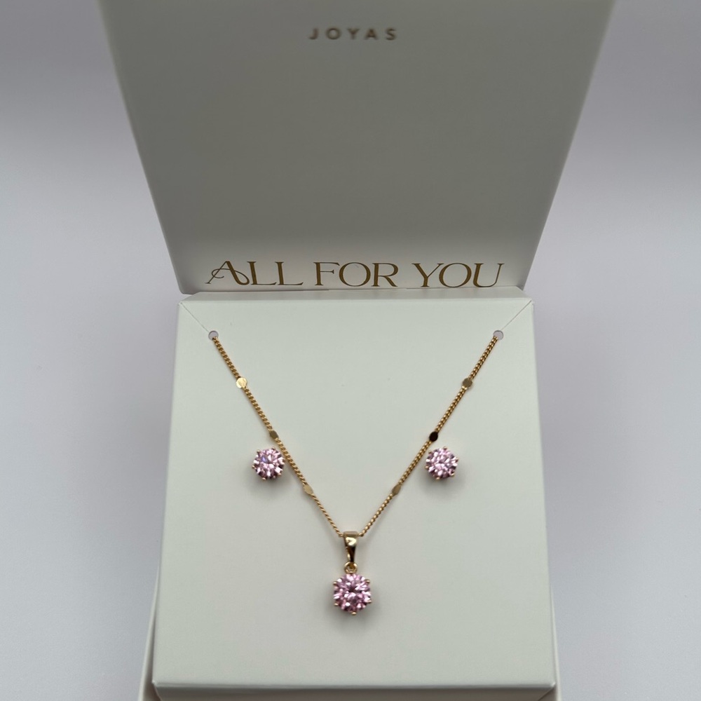 Pink Jewelry Set - Necklace and Earrings ZC pink